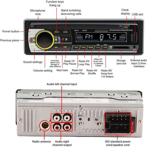 Autoradio AI commande vocale affichage LED double connexion mains libres USB2.0 récepteur stéréo pour écouter de la musique (1/4)