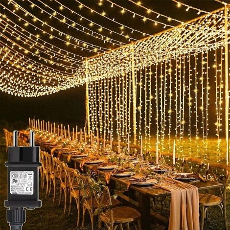 x 3 m Lichterketten, 600 warmweiße LEDs, 8 Modi, Weihnachtsbeleuchtung für Pergola, Garten, Außen- und Innendekoration (1/5)