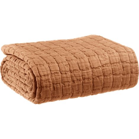 VIVARAISE - Plaid Swami en coton 100%, marron Moka - 130 x 200 cm