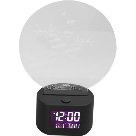 Réveil Lumineux LED 3D Cerf Design, Horloge avec Fonction Variateur, 9 Sonneries, Lampe de Chevet Acrylique Colorée (1/5)