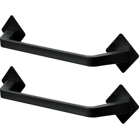 Porte-serviettes mural noir pour salle de bain avec rangement non perforé (1/4)