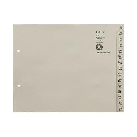 A-Z Register DIN A4 Überbreite Tauenpapier recycelt grau 180 Registerblätter (1/4)