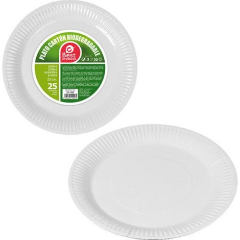 Assiettes en carton - - 23cm - Lot de 25 - Écologiques - Résistantes - Design sobre (1/5)