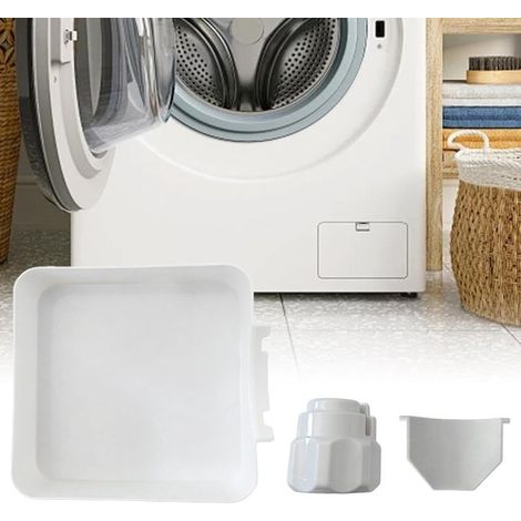 Bac de récupération d'eau pour lave-linge - Bac universel - Entonnoir de récupération d'eau - Bac pour filtre à peluches - Plastique réutilisable - Kit de trois pièces comprenant le guide d'écoulement (1/5)