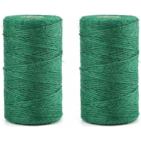 Lot de 2 ficelles de jardin de 100 m de ficelle de jute verte pour jardinage, fleuriste et regroupement (1/4)
