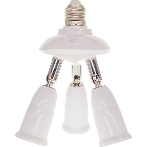Adaptateur de douille E27 en 3 parties avec angles réglables pour une large couverture, utilisation intérieure et extérieure.