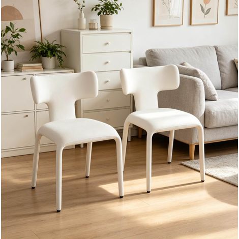 Chaise de salle à manger 53x53x78 cm en tissu beige, facile à monter pour cuisine FloraGrace (1/4)