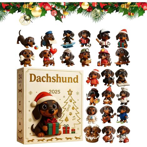 Calendario de Adviento Dachshund 2026: 24 días para la cuenta atrás hasta Navidad y descubre sorpresas para los amantes de los perros - Set de regalo festivo (1/5)