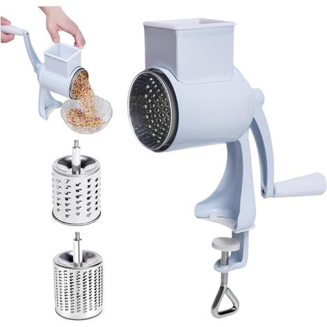 Râpe à noix manuelle - Râpe à fromage rotative à manivelle - Broyeur de fruits secs multifonctionnel - Broyeur à cacahuètes - Broyeur - Toutes noix - Noix (1/4)