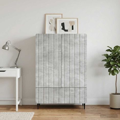 Buffet gris béton avec tiroir et 2 portes, bois d’ingénierie, 66 x 34,5 x 97 cm - PANGIVO (1/5)
