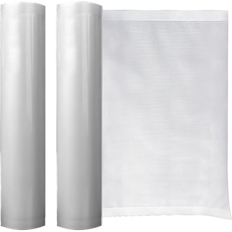 2 Rouleaux Sac Sous Vide Alimentaire, Texture Double Face, Mise Sous Vide Plus Complète, 5 m de Longueur Peuvent Être Coupés Selon les Besoins Réels, à les Machines de Mise Sous Vide (Transparent) (1/5)