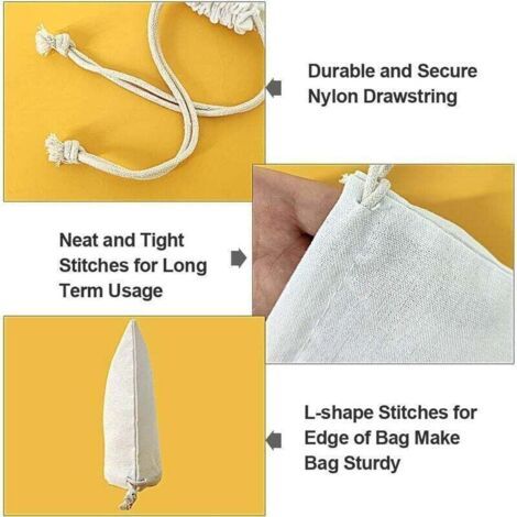QORVA-20 Petit Pochon Tissu,Sac Coton Sachet Tissu Pochon Bijoux Lin,Sacs en Tissu Sac Toile De Jute Pochette Tissu Cordon,Sac Cafe Sac Tissu Cadeau Sachet Reutilisable 13 x 18 cm
