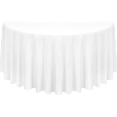 Runde Tischdecke 300 cm Weiß, Polyester, Flecken- & Knitterfrei, Waschbar