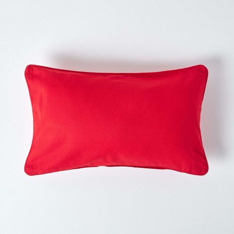 HOMESCAPES Housse de coussin Uni Rouge, 30 x 50 cm