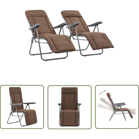 The Living Store Klappbare Gartenstühle mit Auflagen 2 Stk. Braun - Gartenstuhl - Klappstuhl - Outdoor Möbel - Relaxsessel - Lounge Chair (1/5)
