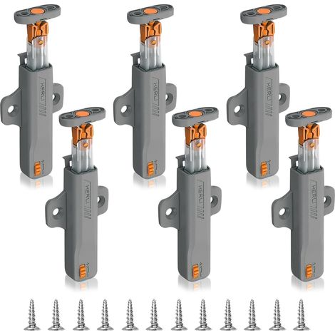 Confezione da 6 robusti chiavistelli per porte a pressione, chiavistello a molla, fermo per porta a rullo, apriporta a sfioramento per armadietti (1/5)