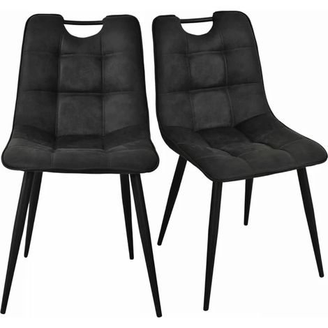 Lot 2 chaises tissu noir vintage avec poignée et pieds noirs - MUSE 2 (1/5)