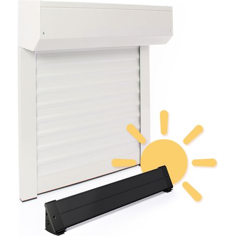 Volet roulant électrique solaire Alu Blanc - L120 x H140 cm - Motorisé, recoupable (1/3)