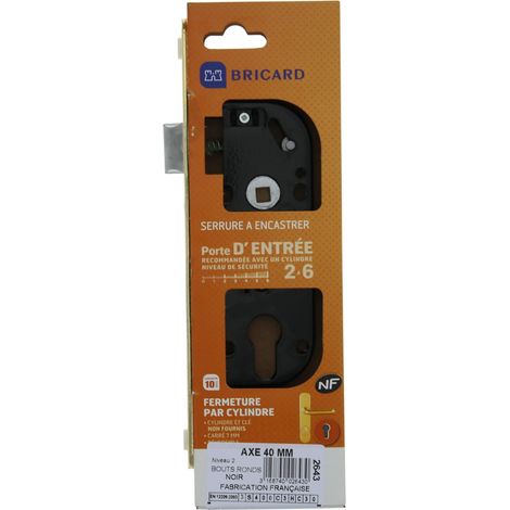 Serrure pour porte d'entrée réversible axe à 40 sans cylindre Noir (1/4)