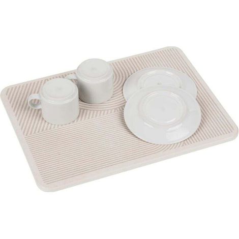 Tapis d'égouttage en diatomite pour cuisine, séchage rapide, beige, pieds en silicone absorbant l'eau, 40 x 30 x 0,9 cm (1/4)