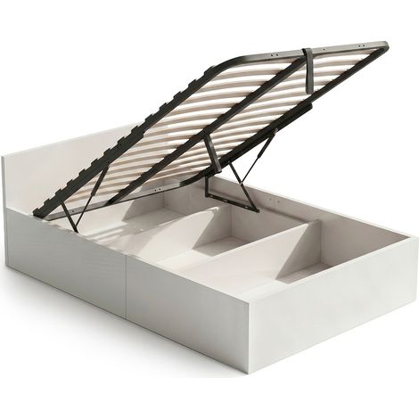 Letto con contenitore 100x200 cm rete sollevabile in metallo Bianco (1/5)
