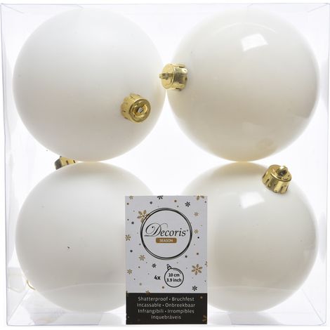 4 PALLINE 10CM BIANCO LANA OPACO/LUCIDO
