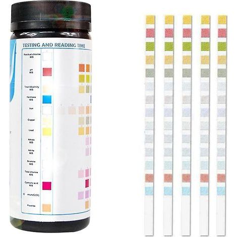 Bandelettes de test d'eau potable 14 en 1 – 50 bandelettes pour pH, plomb, mercure, chlore – Matériau PET écologique – Prêtes à l'emploi - 50pcs (1/4)