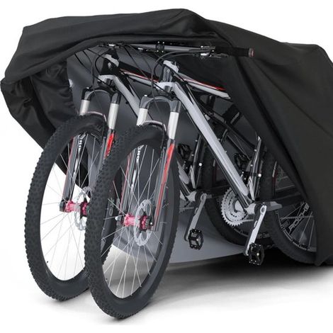 Housse pour 2 vélos (taille 3XL) – Housse imperméable – Polyester Oxford 210D – Résistante aux UV et au vent (boucles de fixation) – Pour VTT, vélos électriques et vélos de ville (1/3)