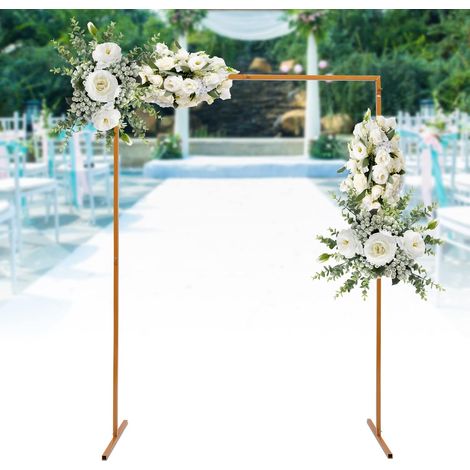 Arco de globos, 2 m × 1,5 m, arco de boda, soporte de fondo, arco de metal rectángulo, tuercas de mariposa, para bodas, fiestas, eventos, fácil instalación, uso múltiple (1/5)