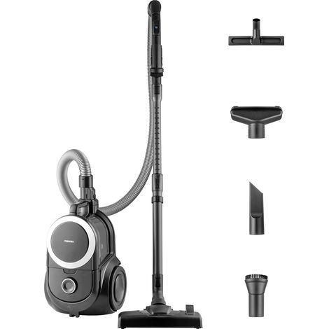 TOSHIBA Traino Senza Sacco VC-BL070C, Aspirapolvere a Barra telescopica Regolabile con Filtro HEPA, Nero, 1.8L, 700 W, 1.8 Litri, 78 decibeles (1/4)