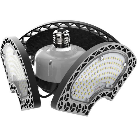 80-W-LED-Deckenleuchte, flexibel, 9000 lm, CRI 80, mit 3 verstellbaren Paneelen, E26-Fassung, für Garage, Werkstatt und Lagerhalle (1/5)