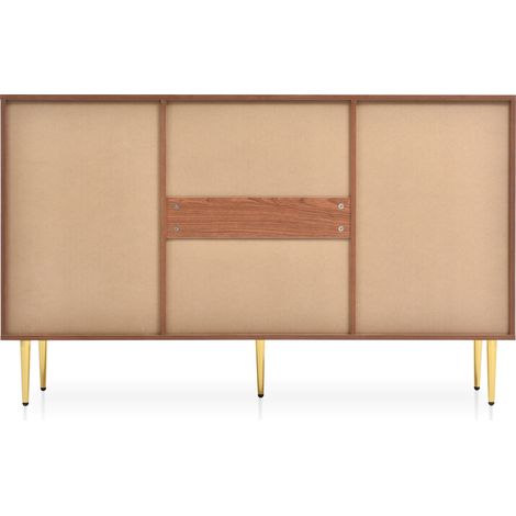 Aparador (88.5x51x17 cm), con cajón, puertas con cierre magnético, estilo vintage, metal y madera, color nogal (1/5)