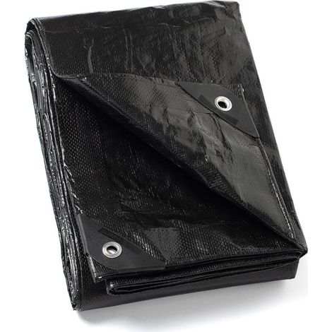 Bâche avec œillets, imperméable, 2 mx 3 m, noire, bâche multifonctionnelle en polyester, tissu 120 g/m², bâche de protection, bâche multi-usages, résistante aux déchirures, stabilisée aux UV (1/4)