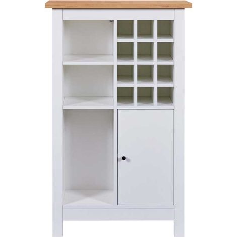 Meuble range-bouteilles 76,8x33x124,4 cm blanc et chêne - BARTY (1/5)