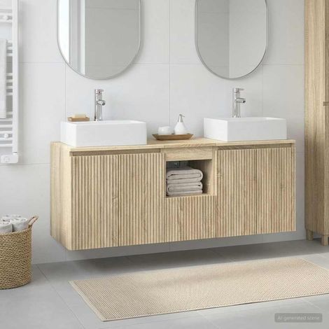 vidaXL Bathroom Cabinet Set 3 pcs Sonoma Oak 129 x 41 x 79.5 cm (1/5)