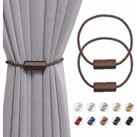 Set di 2 fermatende magnetici in corda intrecciata fatti a mano (marrone scuro) da 40,6 cm per finestre di casa e ufficio (1/5)