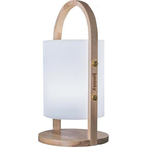 Lumisky – Lanterne sans fil LED – WOODY – 37 cm – Éclairage blanc chaud/froid – IP44 résistant aux éclaboussures – Autonomie 10h