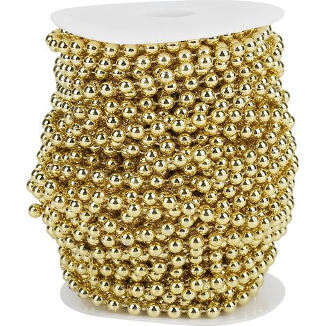 25 m goldfarbener Perlendraht – 6 mm galvanisierte Girlande für Hochzeitsdekoration (1/5)