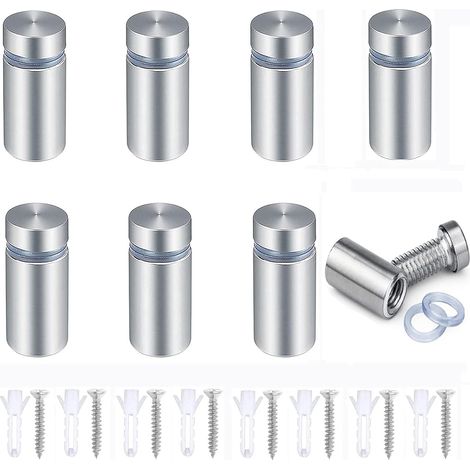 ZOLGINAH 20 PCS Tornillos publicitarios de acero inoxidable Sujetadores de separadores de vidrio Tornillos de soporte Tornillos para letreros Clavos publicitarios Montajes de hardware Tornillos Abraza (1/5)