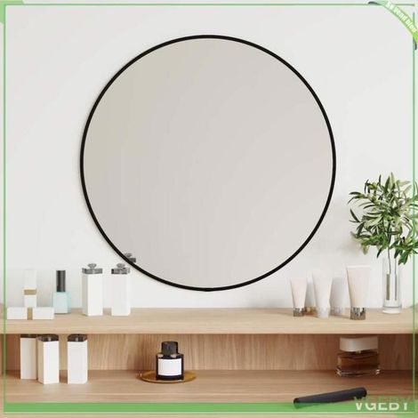 Miroir mural - FAFEISY - 348186 - Noir - Rond 50 cm - Verre & cadre PVC (1/5)