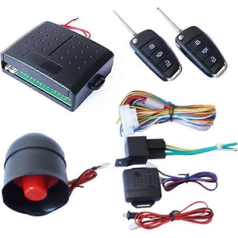 2er-Set universelle Ton- und Licht-Autoalarmanlage 12V Fahrzeugalarmsystem mit Kugelschlüssel-Fernbedienung (1/4)