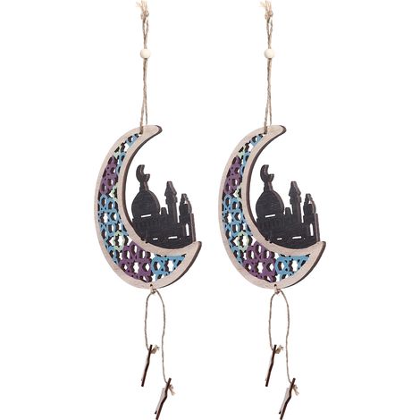 Stück Mond-Hängedekoration Eid Al-Fitr Ornamente Dekorationen Anhänger Kunsthandwerk für Zuhause JM00429 (1/5)