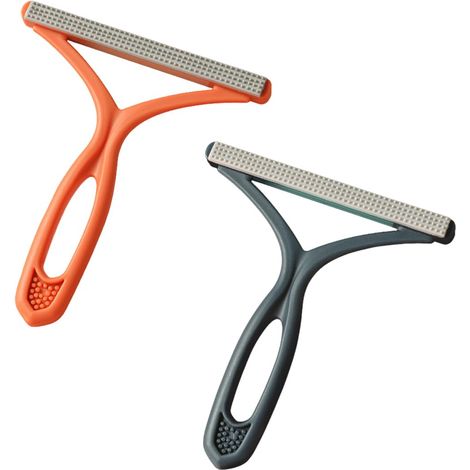 Brosse pour poils d'animaux  Brosse pour poils de chat et de chien  Portable  Brosse réutilisable (orange/bleu)
