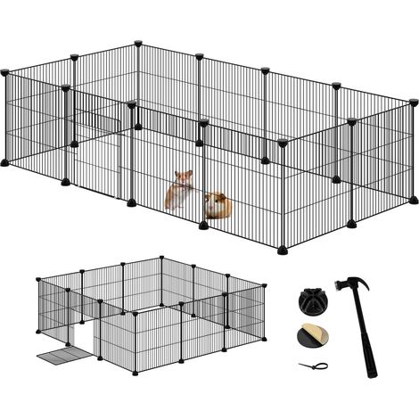 Enclos Lapin avec Porte, Modulable Enclos Lapin Intérieur, DIY Parc pour Petits Animaux, Clapier Métallique, Clôture Réglable (1/5)