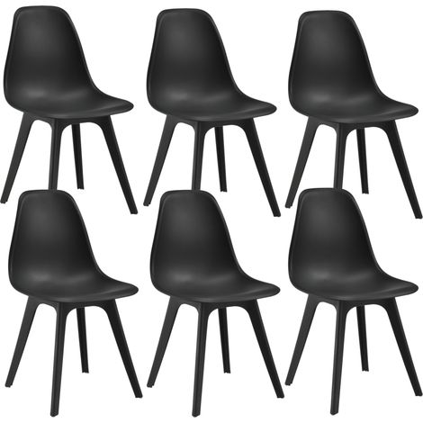 Set de 6 Chaises Design Chaise de Cuisine Chaise de Salle à Manger Plastique Noir 030003730