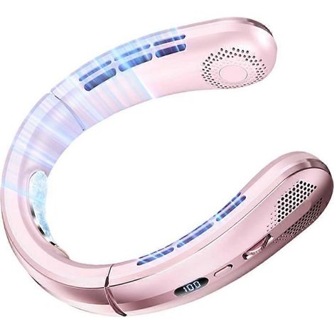 Ventilateur de cou portable sans pales, 100 vitesses, à porter au cou, finition or rose améliorée (1/5)