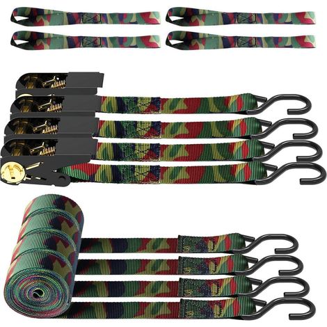 4er Set Ratsche Spanngurte 4,5m mit S-Haken & Schlaufen