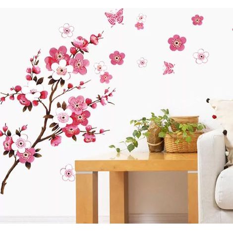 Sticker mural Papillon I 90x60 cm I Rose Rouge Sakura Vigne Fle (1/5)