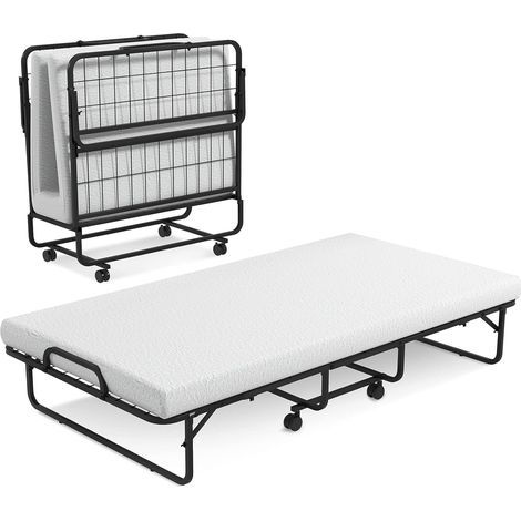 COSTWAY Cama Plegable con Colchón de Espuma Viscoelástica, 190x95cm, Cama Supletoria Plegable, Funda Extraíble, Cama Plegable de Invitados, Carga 180kg (1/5)