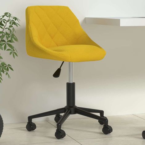 vidaXL Chaise pivotante de bureau Jaune moutarde Velours (1/5)
